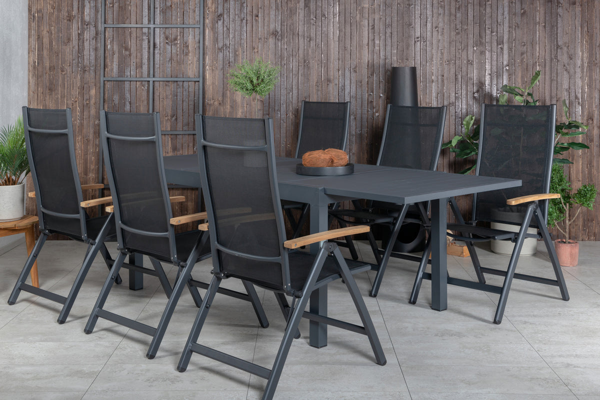 Panama & Marbella Positionsstole Sort + Spisebord 160x100x75