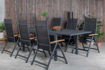 Panama & Marbella Positionsstole Sort + Spisebord 160x100x75