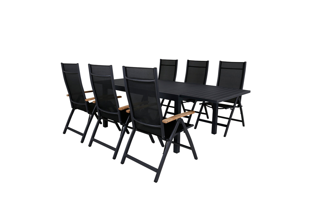 Panama & Marbella Positionsstole Sort + Spisebord 160x100x75