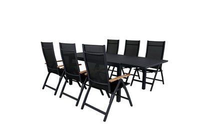 Panama & Marbella Positionsstole Sort + Spisebord 160x100x75