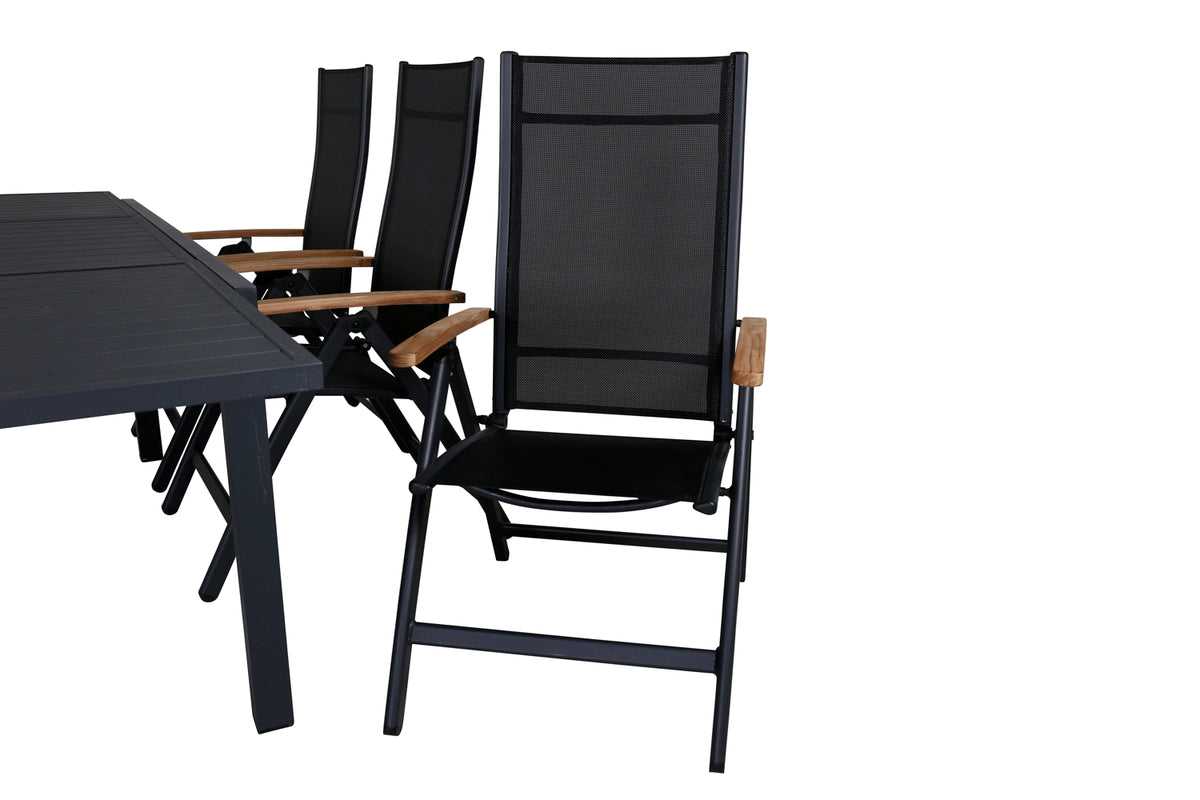 Panama & Marbella Positionsstole Sort + Spisebord 160x100x75
