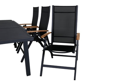 Panama & Marbella Positionsstole Sort + Spisebord 160x100x75