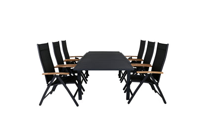 Panama & Marbella Positionsstole Sort + Spisebord 160x100x75