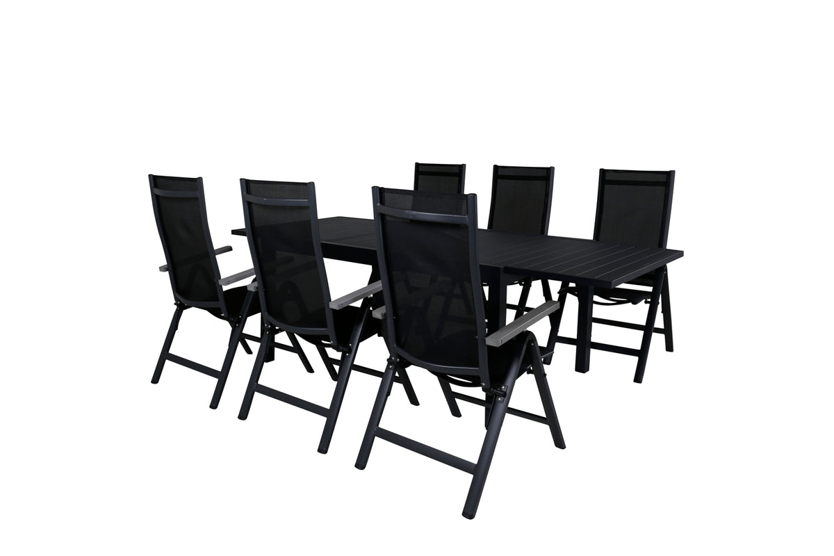 Albany & Marbella Positionsstole Sort + Spisebord 160x100x75