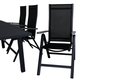 Albany & Marbella Positionsstole Sort + Spisebord 160x100x75