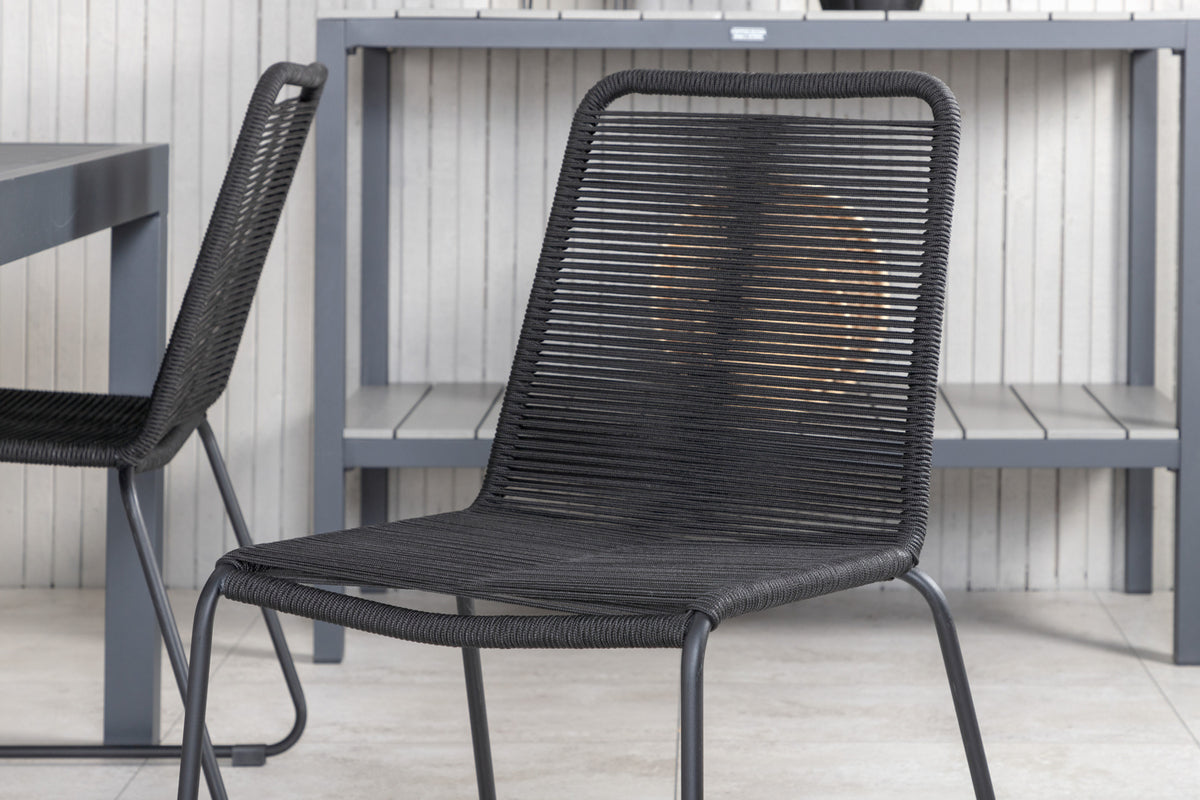 Lindos & Marbella Spisestole Sort + Spisebord 160x100x75