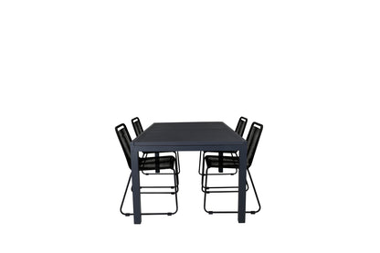 Lindos & Marbella Spisestole Sort + Spisebord 160x100x75