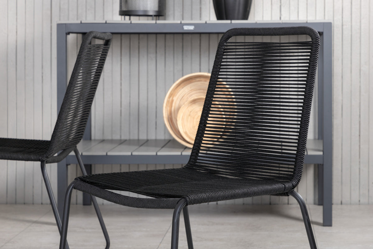 Lindos & Marbella Spisestole Sort + Spisebord 160x100x75