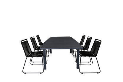 Lindos & Marbella Spisestole Sort + Spisebord 160x100x75