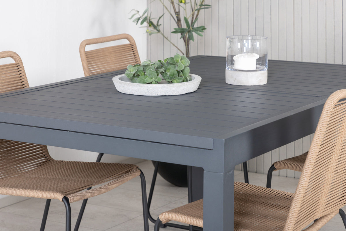 Lindos & Marbella Spisestole Brun + Spisebord 160x100x75