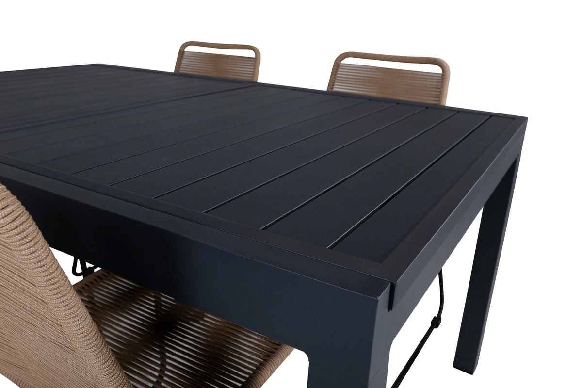 Lindos & Marbella Spisestole Brun + Spisebord 160x100x75