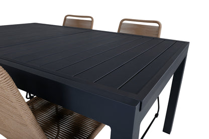 Lindos & Marbella Spisestole Brun + Spisebord 160x100x75