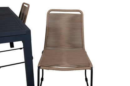 Lindos & Marbella Spisestole Brun + Spisebord 160x100x75