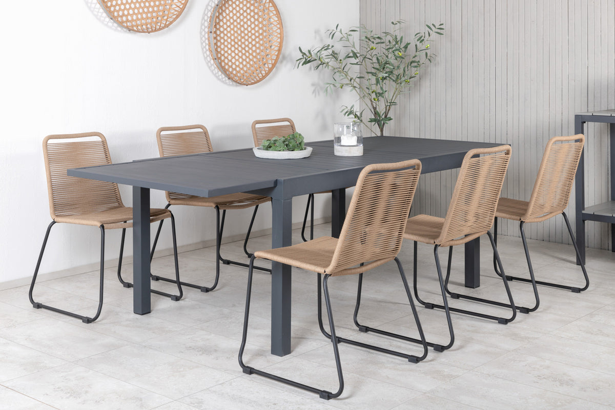 Lindos & Marbella Spisestole Brun + Spisebord 160x100x75