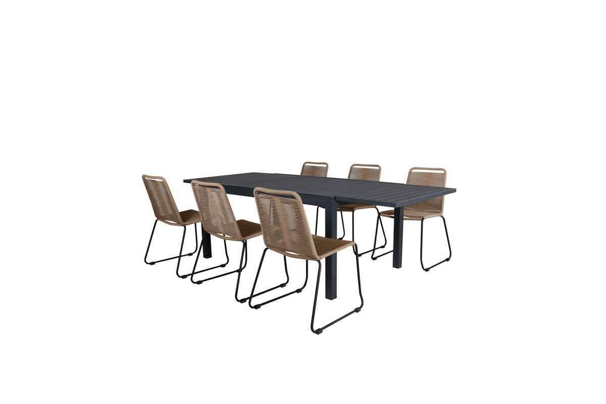 Lindos & Marbella Spisestole Brun + Spisebord 160x100x75