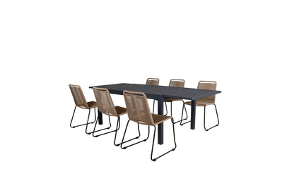 Lindos & Marbella Spisestole Brun + Spisebord 160x100x75