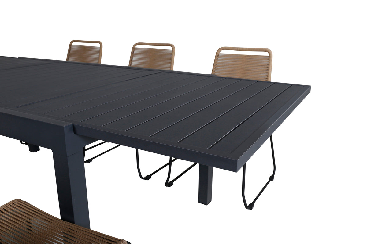 Lindos & Marbella Spisestole Brun + Spisebord 160x100x75