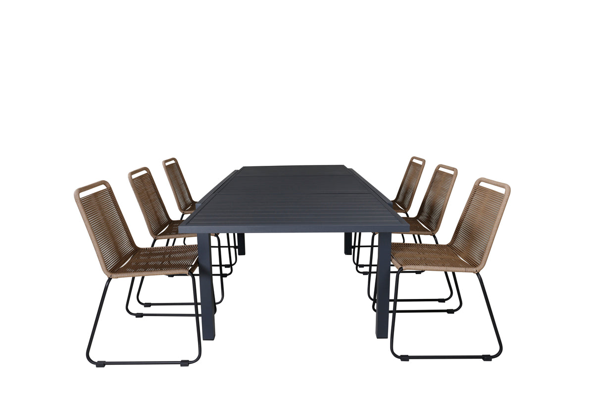 Lindos & Marbella Spisestole Brun + Spisebord 160x100x75