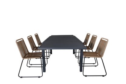 Lindos & Marbella Spisestole Brun + Spisebord 160x100x75