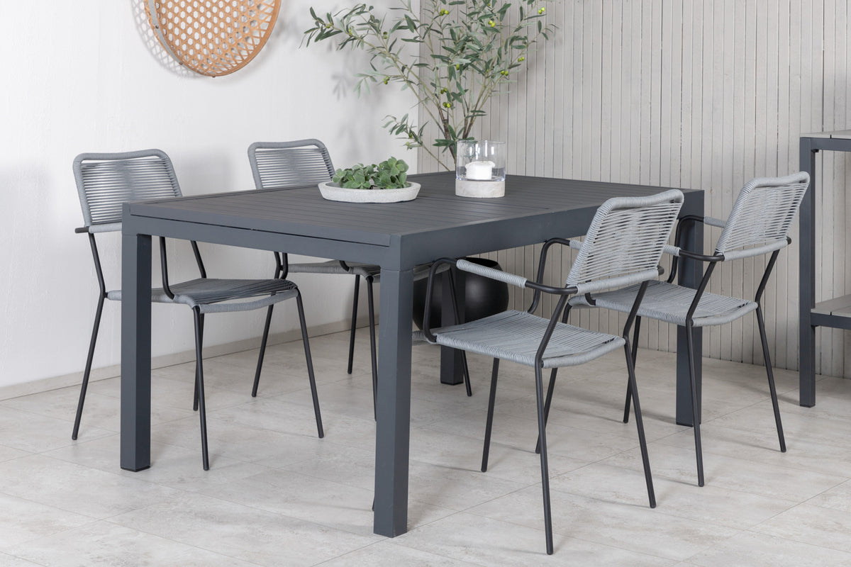 Marbella & Lindos Spisebord 160x100x75 + Spisestole Grå