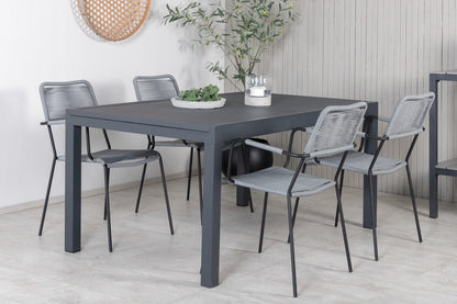 Marbella & Lindos Spisebord 160x100x75 + Spisestole Grå