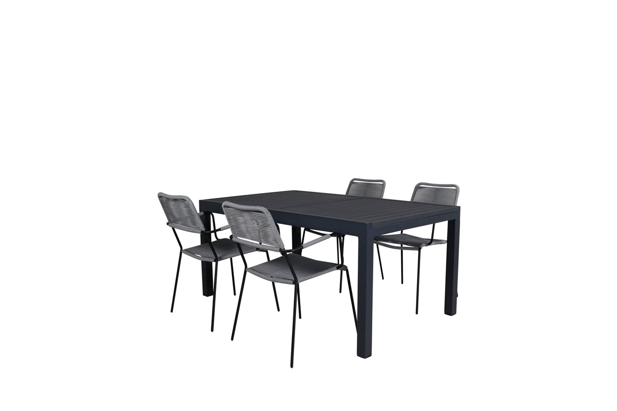 Marbella & Lindos Spisebord 160x100x75 + Spisestole Grå