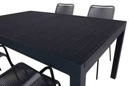 Marbella & Lindos Spisebord 160x100x75 + Spisestole Grå