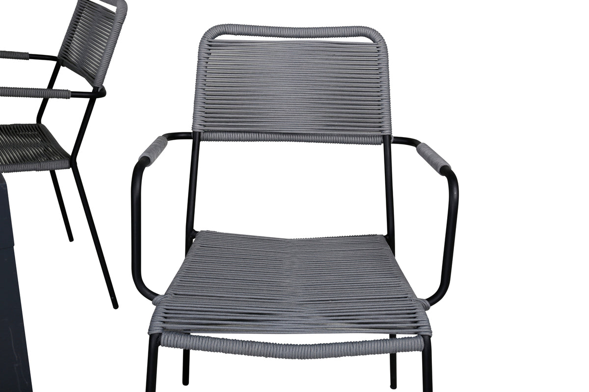 Marbella & Lindos Spisebord 160x100x75 + Spisestole Grå