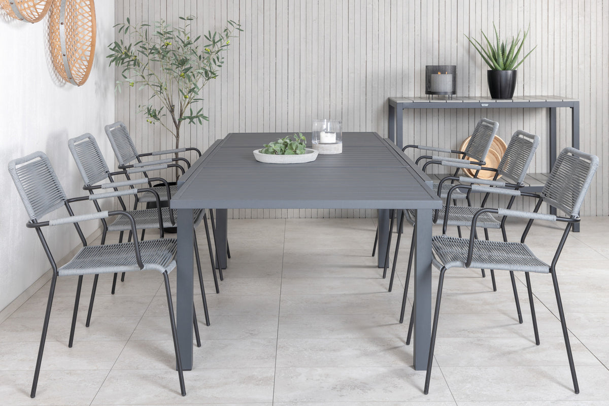 Rektangulært spisebord 160 x 100 Sort + Spisebordsstol 2-pak Grå