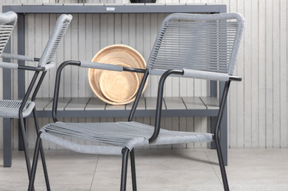 Rektangulært spisebord 160 x 100 Sort + Spisebordsstol 2-pak Grå