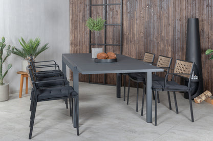 Paola & Marbella Spisestole 4-pak Natur + Rektangulært Spisebord 160x100x75 Sort