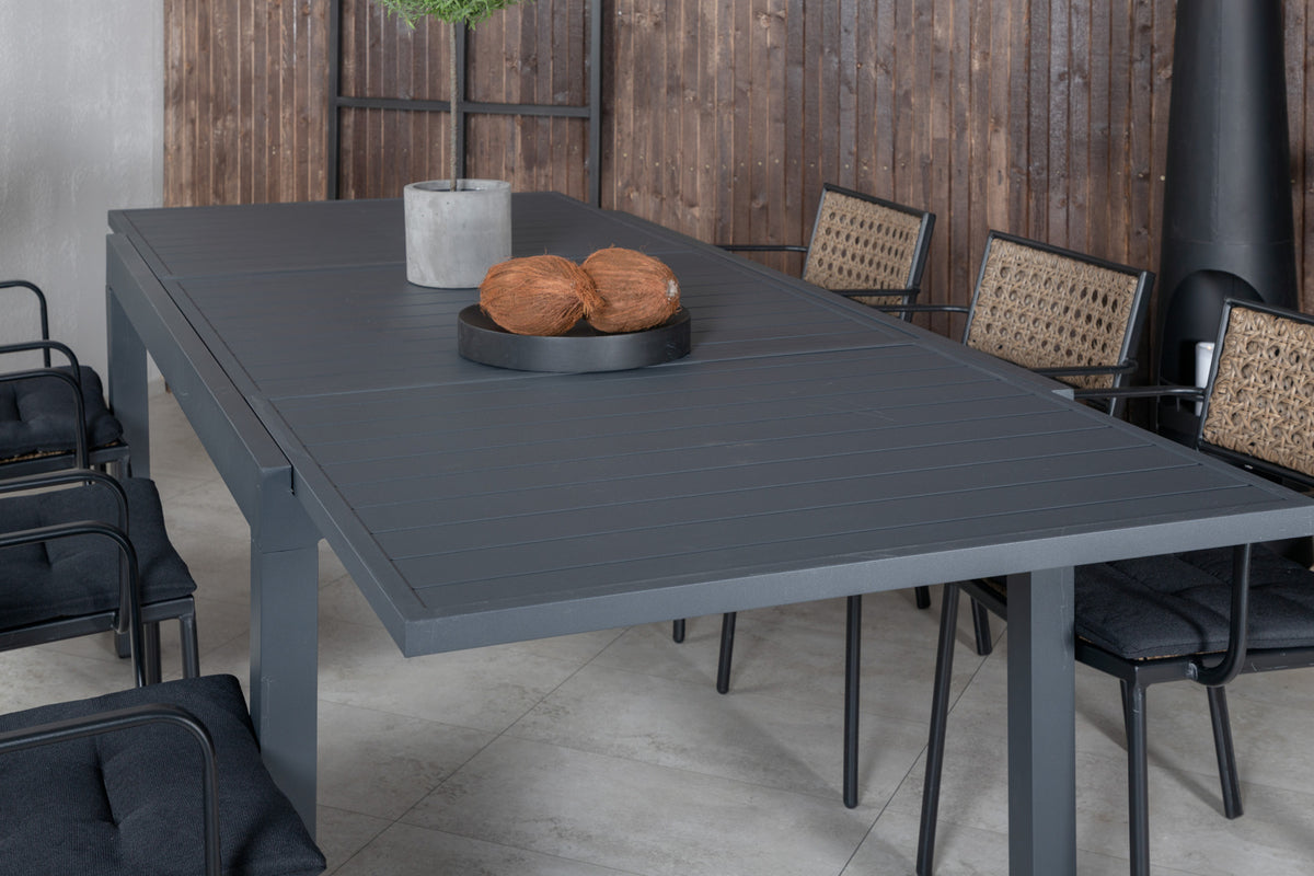 Paola & Marbella Spisestole 4-pak Natur + Rektangulært Spisebord 160x100x75 Sort