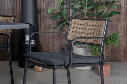 Paola & Marbella Spisestole 4-pak Natur + Rektangulært Spisebord 160x100x75 Sort