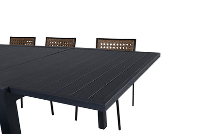 Paola & Marbella Spisestole 4-pak Natur + Rektangulært Spisebord 160x100x75 Sort