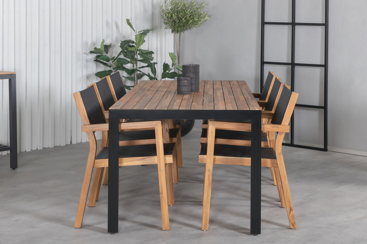 Spisebordsstol 2-pak Natur + Rektangulært Spisebord 205 x 90 Natur