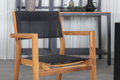 Spisebordsstol 2-pak Natur + Rektangulært Spisebord 205 x 90 Natur