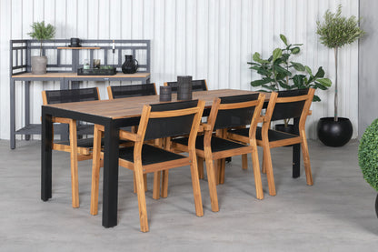 Spisebordsstol 2-pak Natur + Rektangulært Spisebord 205 x 90 Natur