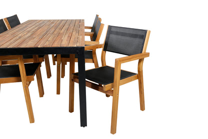 Spisebordsstol 2-pak Natur + Rektangulært Spisebord 205 x 90 Natur