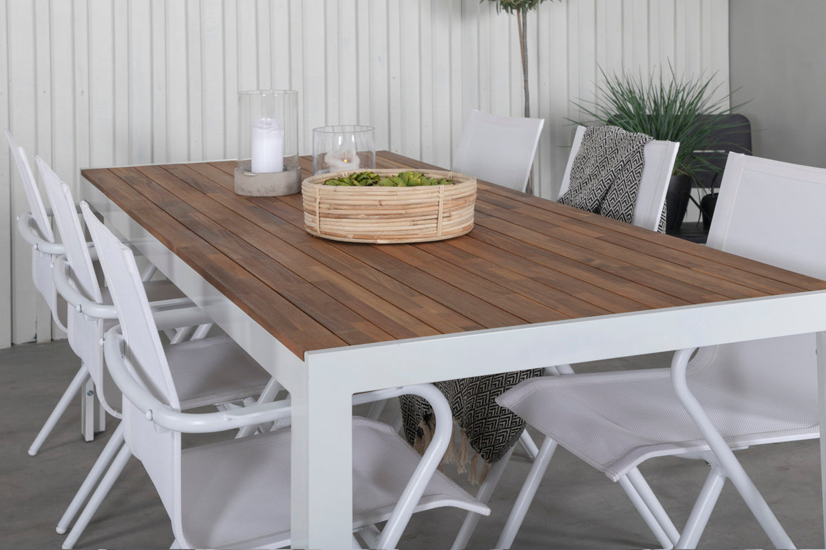 Spisebordsstol 6-pak Hvid + Rektangulært spisebord 200 x 100 Natur