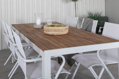 Spisebordsstol 6-pak Hvid + Rektangulært spisebord 200 x 100 Natur