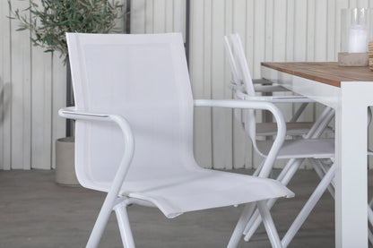 Spisebordsstol 6-pak Hvid + Rektangulært spisebord 200 x 100 Natur