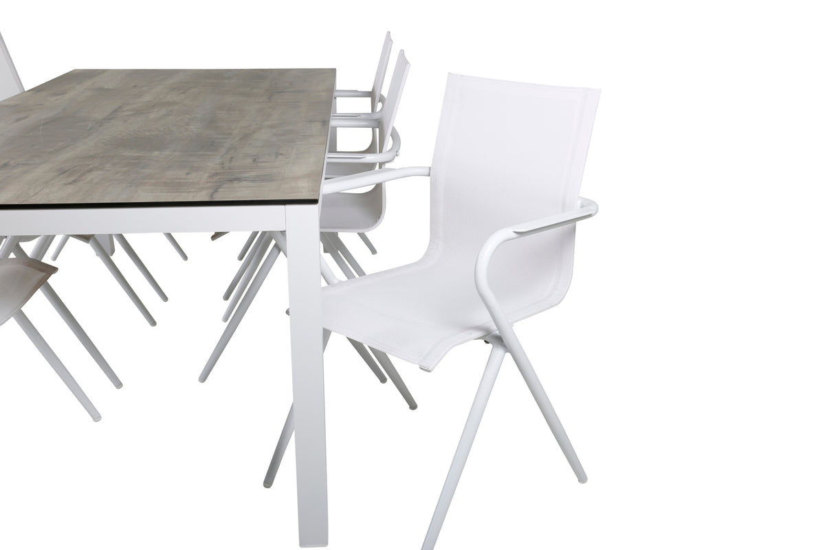 Alina & Llama Spisebordsstole Hvid + Spisebord 205x100