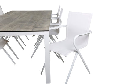 Alina & Llama Spisebordsstole Hvid + Spisebord 205x100