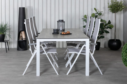 Albany & Llama Positionsstole 2-pak Grå + Rektangulært Spisebord 75 x 205 x 100 Grå