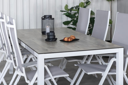 Albany & Llama Positionsstole 2-pak Grå + Rektangulært Spisebord 75 x 205 x 100 Grå