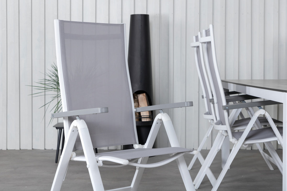 Albany & Llama Positionsstole 2-pak Grå + Rektangulært Spisebord 75 x 205 x 100 Grå