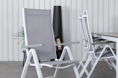 Albany & Llama Positionsstole 2-pak Grå + Rektangulært Spisebord 75 x 205 x 100 Grå