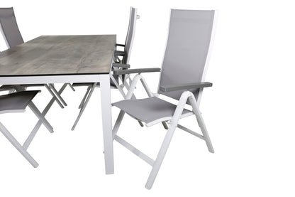 Albany & Llama Positionsstole 2-pak Grå + Rektangulært Spisebord 75 x 205 x 100 Grå