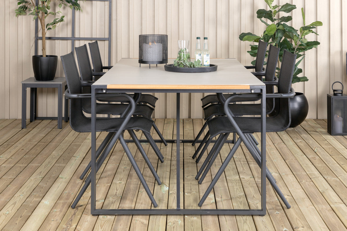 Alina & Texas Spisebordsstole Sort + Spisebord 200x100