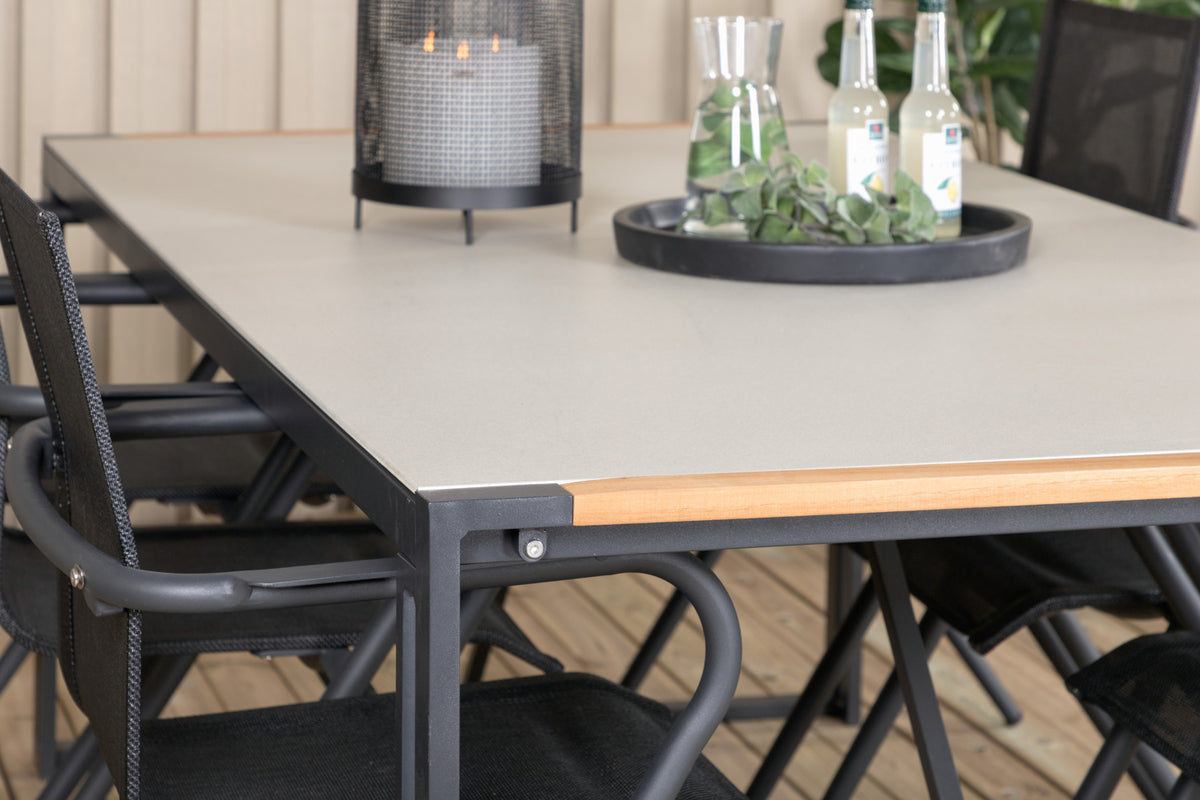 Alina & Texas Spisebordsstole Sort + Spisebord 200x100